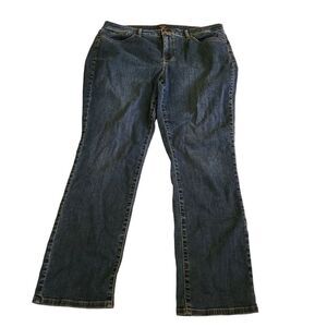 NYDJ Womens‎ Sheri Slim Leg Jeans 14 Petite 14P Cooper Blue LiftxTuck Stretch